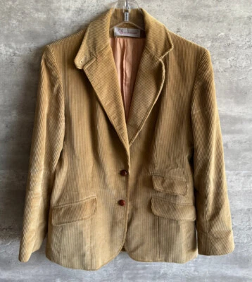 Blazer Evan-Picono Marrón Pana Gamuza Codo Años 70 De Colección Talla 14 Hecho en Unión EE. UU. Foto 1 de 4