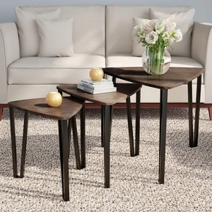 Nesting Set of 3, Modern Woodgrain Look for Living Room Coffee Tables or Nigh... - Picture 1 of 8