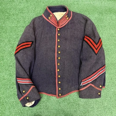 Civil War Shell Jacket Mens Medium Blue Red Piping Reenactment Brass Buttons - Image 1 of 4