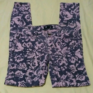 Forever 21 Floral Rose Denim Jeans Skinny schwarz/pink Gr. 25 - Bild 1 von 8