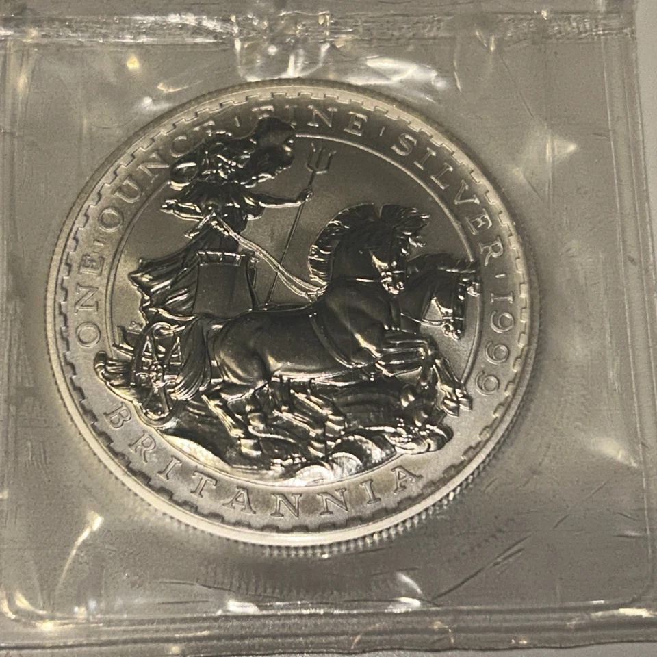 1999 Britannia Silver 1 oz Two Pounds Royal Mint Bullion Coin Sealed - Image 1 of 2