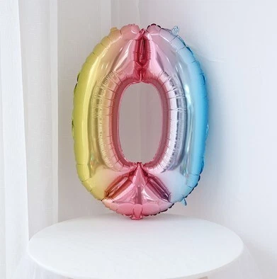 Globo Número 0 Lámina Globo 32 Pulgadas Decoración Cumpleaños Oro Rosa Helio... Foto 1 de 4