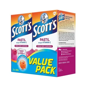 SCOTT'S Vitamin C Pastilles Mixed Berries or Orange 50SX2 Bottle For Kids - Picture 1 of 8