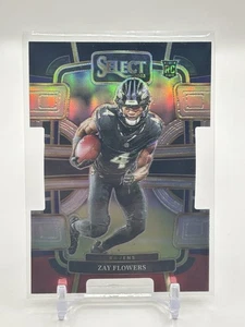 2023 Panini Select - Concourse Zay Flowers #8 Red & Yellow Prizm Die-Cut (RC) - Picture 1 of 2
