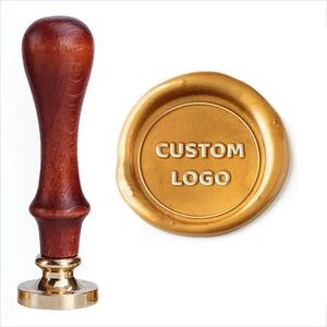 Personalized Custom Wax Seal Stamp with Wooden Handle Your Logo Design N64-N83 - Picture 1 of 25