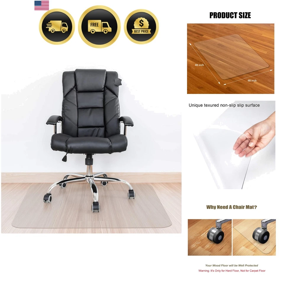 Kuyal Clear Chair Mat for Hard Floors 48 X 48 Inches Transparent Floor Mats Wood