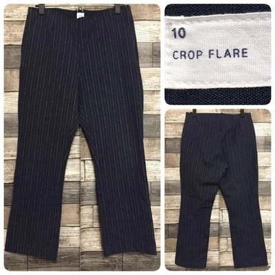 Pantalones Gap Crop Acampanados a Rayas Para Mujer’s 10 Azul Marino (Entrepierna 25) Cintura Elástica Foto 1 de 4