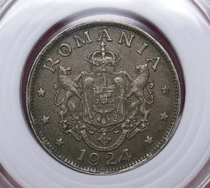 Romania 1924 Ferdinand I Copper Nickel 2 Leu Coin - Picture 1 of 8