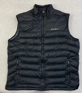 Eddie Bauer Puffer Vest Men's Size XLT 80% Down Black Full Zip Pockets Outdoors - Picture 1 of 9