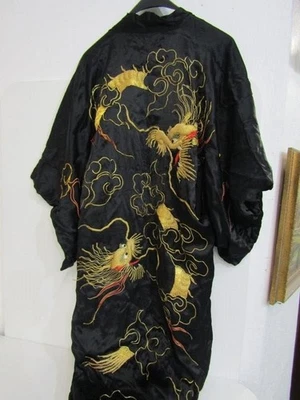 CHINESE SILK? GOWN .UNBRANDED. SOME DAMAGE . 4FT LENGTH. - Image 1 of 4