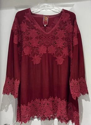 🌹Impresionante Top Túnica Johnny Was 1X Bordado Usado en Excelente Condición Foto 1 de 4