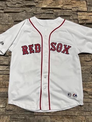 Boston Red Sox Dustin Pedroia YOUTH 10/12 Jersey Majestic White Cover