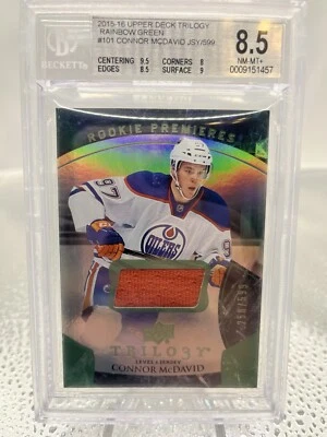 2015-16 Trilogy Connor McDavid ROOKIE PREMIERES JERSEY RC OILERS /599 #101 (8.5) - Image 1 of 2