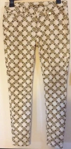 Pantalones de mezclilla Michael Kors cadena dorada blancos ligeros de pana calce ajustado FABULOSO talla 0 - Imagen 1 de 12