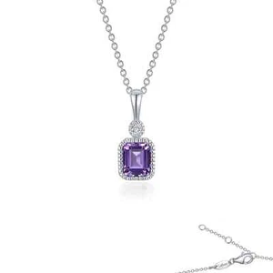 BRAND NEW Lafonn Platinum Plated Amethyst Purple Birthstone Necklace BP009AMP20 - Picture 1 of 3