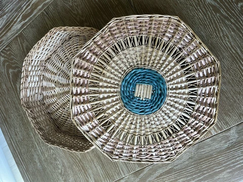 Vintage Octagon Basket Box Wall Basket Colored Basket Box Cover