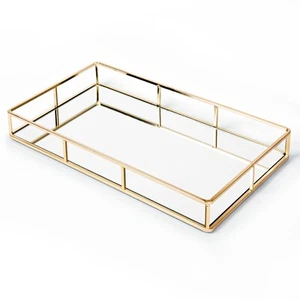 Houseables Mirror Tray, Gold Decorative Countertop, Mirrored Perfume Organizer,  - Picture 1 of 8