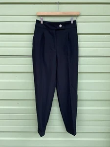 NEW ZARA Black PLEATED PANTS WITH BUTTON Cuffed Hem JEWEL Waist 24" XS  B876 - Picture 1 of 11
