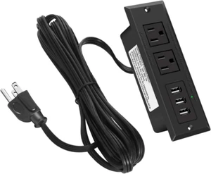 Furniture Recessed Power Strip, Recessed Desk Outlet with 3.1A Max USB, in Confe - Picture 1 of 12