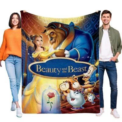 Beauty and the Beast Flannel Blanket Sofa Bed Couch Office Throw Birthday Gift - Image 1 of 4