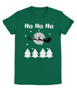 Santa Claus Ho Ho Ho Christmas Kids Youth Holiday T-Shirt | Ugly Xmas Tee - Picture 1 of 14