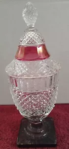 Westmoreland Glass Waterford Ruby Stained Crystal 9" Lidded Candy Jar 1930s - Picture 1 of 5