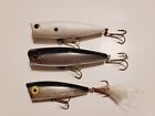 3 Bass Topwater Pop R & Unknown Lures 3 1/8" & 2 3/8"