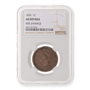 US 1 Cent 1853 NGC AU-50 - Picture 1 of 4