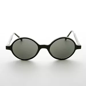 Mod Vintage Sunglasses Round Black Frame and Green Lens- Ashton - Picture 1 of 3
