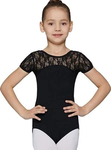 Kids Children Girls' Black Lace Leotard for Dance Ballet Gymnastic Bodysuit B... - Picture 1 of 9