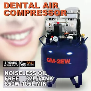 NUOVO Compressore Aria Medico Dentale Silenzioso Compressore Senza Olio Volume 32L, Silenzioso - Foto 1 di 9