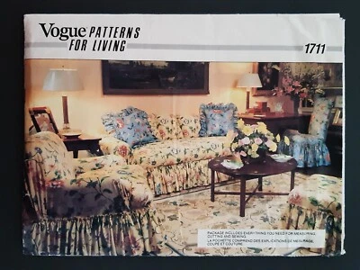 VOGUE PATTERN - 1711 SOFA COUCH CHAIR COVERS SEAT CUSHION OTTOMAN ARMCHAIR UNCUT - Image 1 of 2