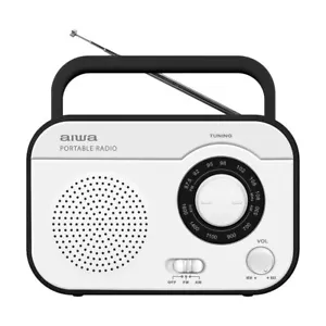 AIWA Portable Retro Manual AM/FM C Battery Radio w/Headphone Jack - White - Picture 1 of 2