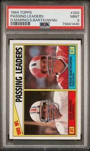 1984 TOPPS #202 PASSING LEADERS PSA 9 MINT DAN MARINO / STEVE BARTKOWSKI HOF RC - Picture 1 of 2