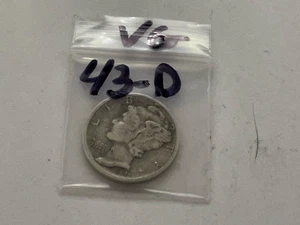1943 D Mercury Dime V/G FREE SHIPPING - Picture 1 of 2