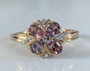 ANILLO CON RACIMO DE DIAMANTES Y MORGANITA DE ORO DE 9 QUILATES - TALLA R1/2 - Imagen 1 de 10