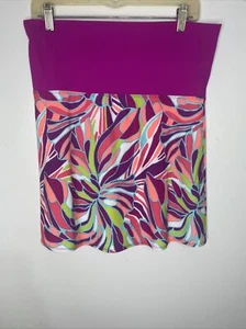 Title Nine Womens Skirt Sz M Bright Purple Green Orange Print Athletic Mod Nylon - Picture 1 of 5
