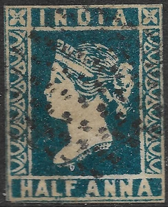 India 1854 HALF ANNA sg 7 used Queen Victoria - Picture 1 of 2