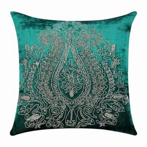 Square Throw Pillow Case Green 16"x16", Room Decor Velvet Fabric - Royal Duke - Picture 1 of 3