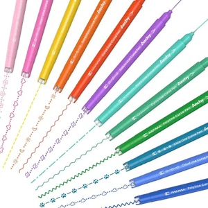 Aechy Dual Tip Curve 12 Colours Pen Set With 10 Different Shapes - Multicoloured - Picture 1 of 6
