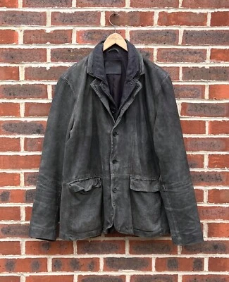 AllSaints Mens SURVEY Leather Jacket XXL 2XL Grey Blazer Biker All Saints Suede - Image 1 of 4