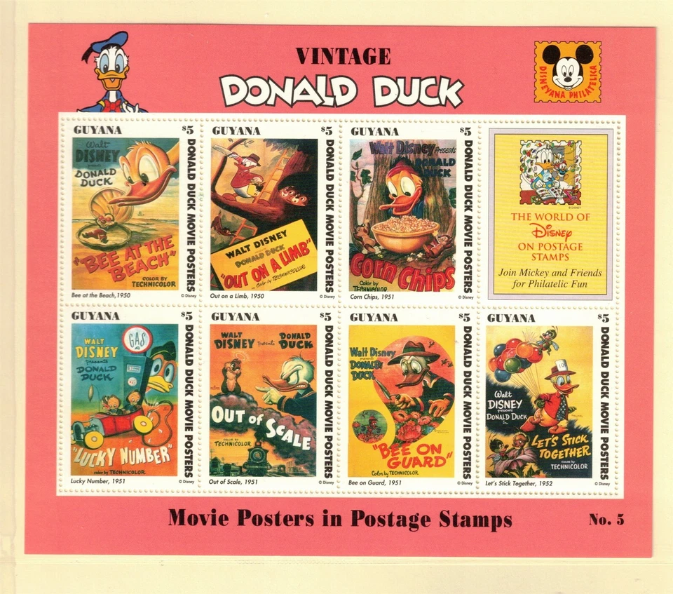 GUYANA Sc 2774 NH MINISHEET OF 1993 - DISNEY - DONALD DUCK - (WG08) - Image 1 of 1