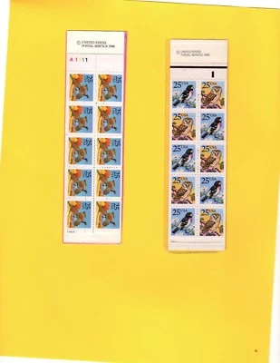 2 Different Panes In Booklet 1988 Pheasant and Owl Grosbeck 25 Cent Stamps MNH - Image 1 of 3