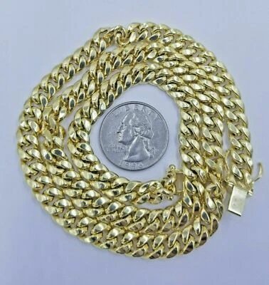 Real 10K Yellow Gold Miami Cuban Link Chain 8mm 18 inch Choker Necklace  - Image 1 of 4