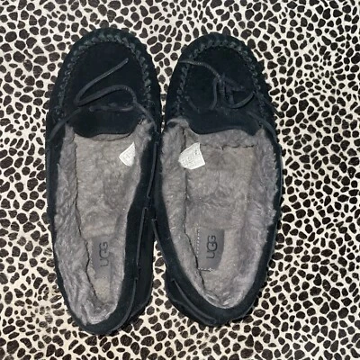 Zapatilla/zapatos mocasín UGG Australia para mujer talla 8 negro con piel de oveja gris Foto 1 de 4