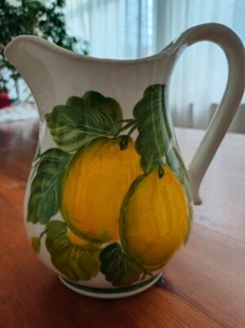 "Bassano" Keramik handbemalte Krug Karaffe 1 LT Saft Wein Krug Zitrone 17,5 cm - Bild 1 von 3
