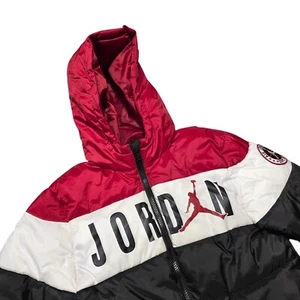 Air Jordan Puffer Jacket Full Zip Padded Winter Coat Red Black White Boys Size M - Picture 1 of 9