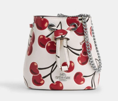 Muñequera de cadena con cordón con estampado de cereza mini bolso cubo ~NUEVO CON ETIQUETAS~ tiza CZ030 Foto 1 de 4