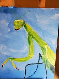 Praying Mantis Acrylic Painting 10x8" , Art - Picture 1 of 2