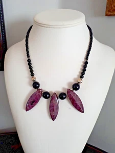 18 1/2" Jasper and Onyx necklace - Picture 1 of 2